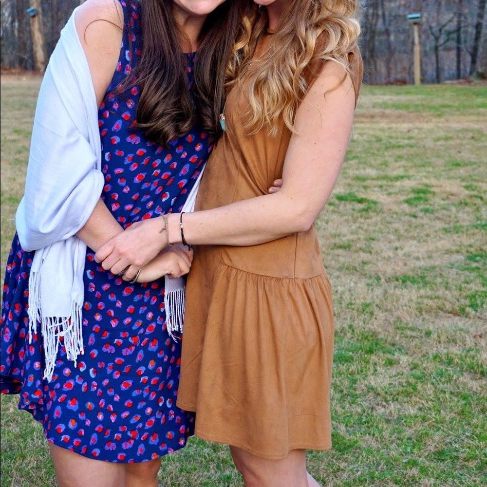 ESLEY brand brown velvet/suede dress.